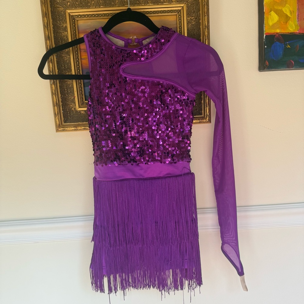 Weissman Purple Sequin Kids Dance Costume Size MC 10-12